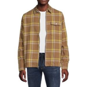 Rag & Bone Dalton Plaid Oversized Full Zip Shirt Jacket tan size medium